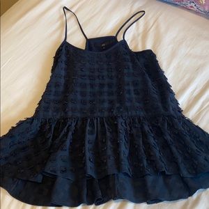 Tibi Navy Pom Pom Tank